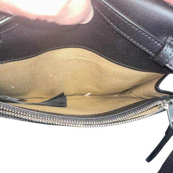 AllSaints Gray Black Croc Embossed Leather Crossbody Messenger Bag - Picture 9 of 10